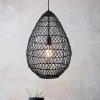 Lampa wisząca owalna czarna pleciona naturalna z rattanu boho designerska rustykalna Pimva 98472 ENDON